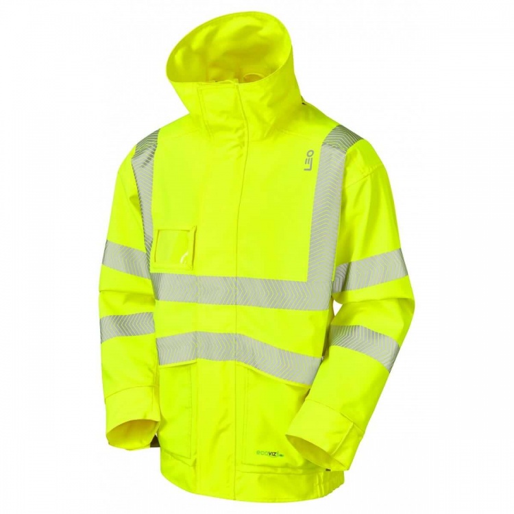 Leo Workwear J05-Y Dartmoor Breathable Hi Vis Bomber Jacket Ecoviz 10k Yellow